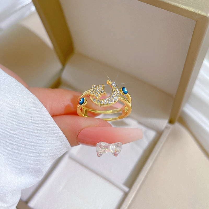 Wholesale Gold Plated Moon Star Brass Rings
