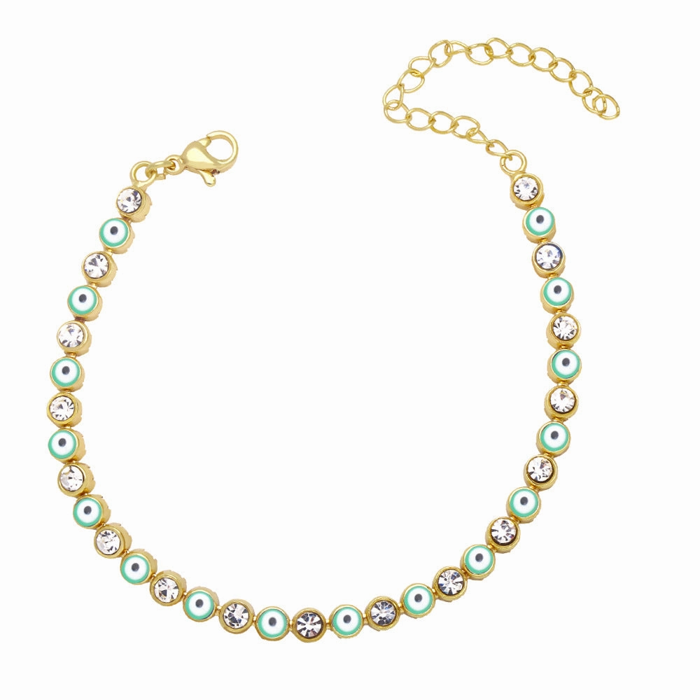 Wholesale Gold Plated Oil Drip Devil Eye Alloy Bracelet