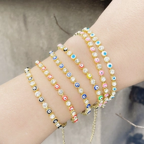 Wholesale Gold Plated Oil Drip Devil Eye Alloy Bracelet