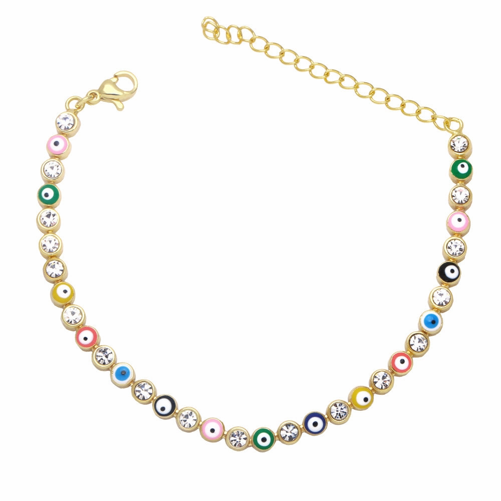 Wholesale Gold Plated Oil Drip Devil Eye Alloy Bracelet