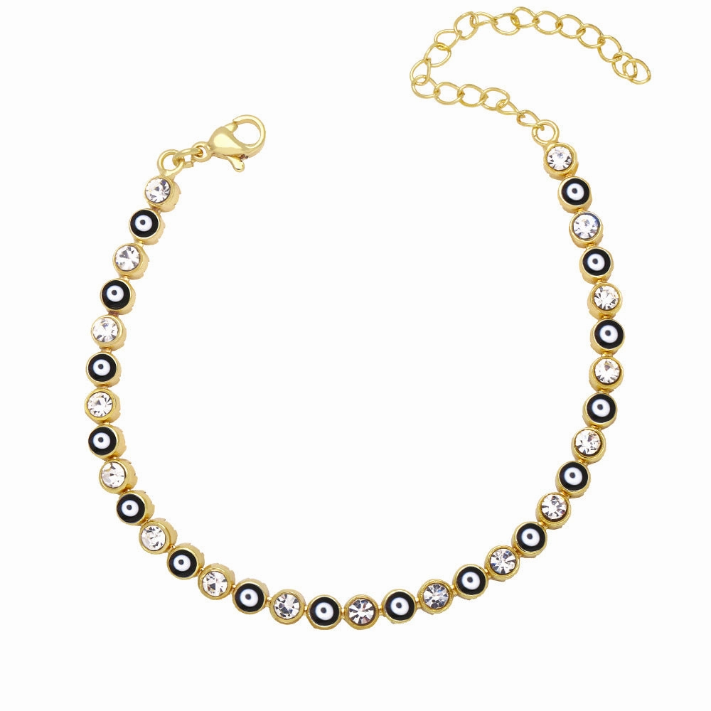 Wholesale Gold Plated Oil Drip Devil Eye Alloy Bracelet