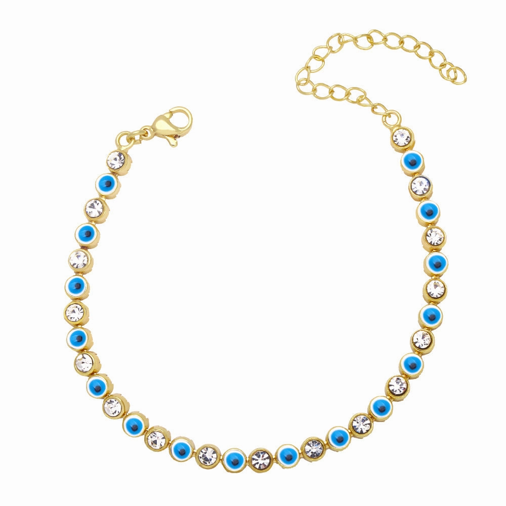 Wholesale Gold Plated Oil Drip Devil Eye Alloy Bracelet