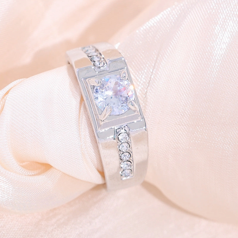 Wholesale Gold Plated Open Wedding Ring Imitation Moissanite Ring