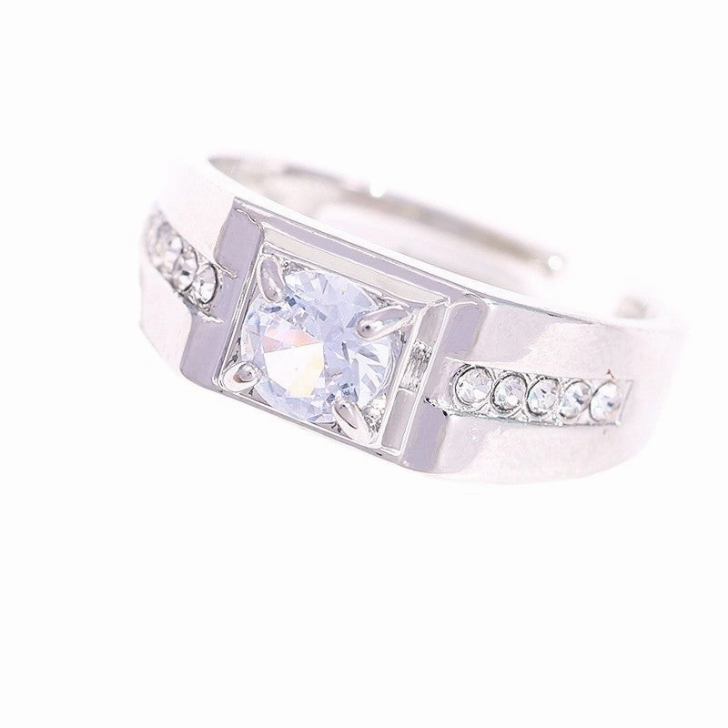 Wholesale Gold Plated Open Wedding Ring Imitation Moissanite Ring