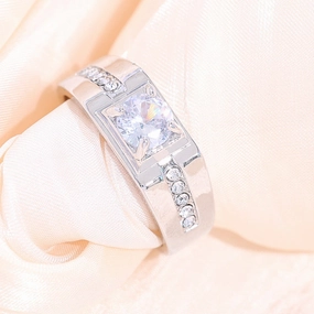 Wholesale Gold Plated Open Wedding Ring Imitation Moissanite Ring