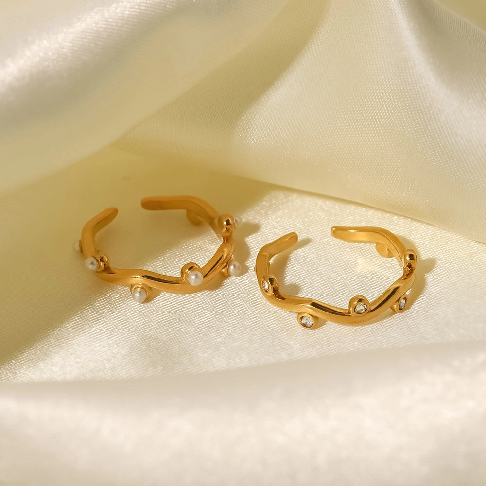 Wholesale Gold Plated Pearl Stainless Steel Rings