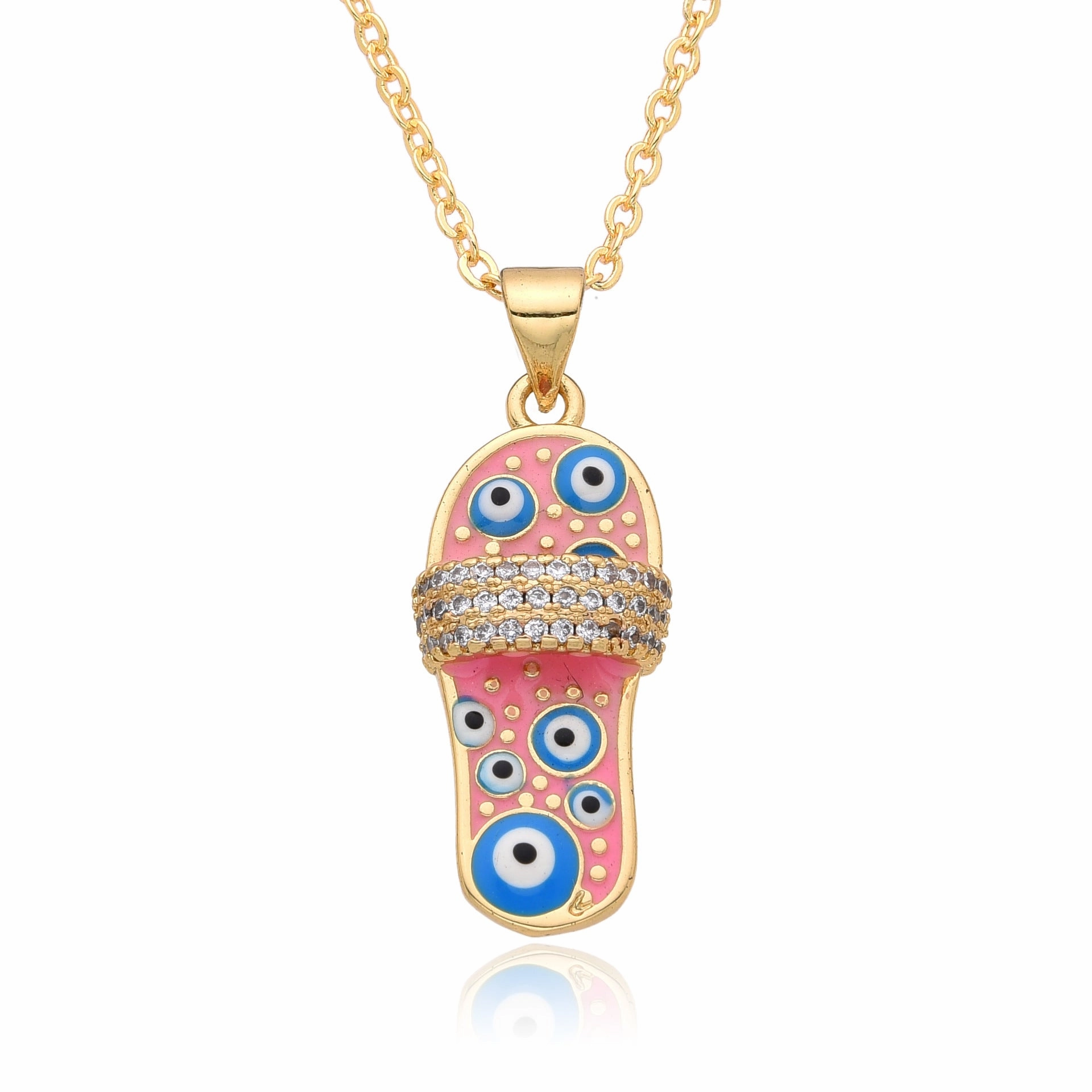 Wholesale Gold Plated Slippers Zircon Necklace Sweater Chain