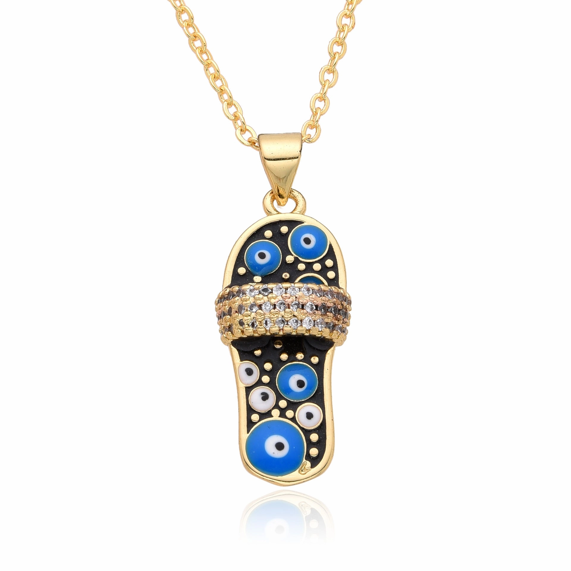 Wholesale Gold Plated Slippers Zircon Necklace Sweater Chain