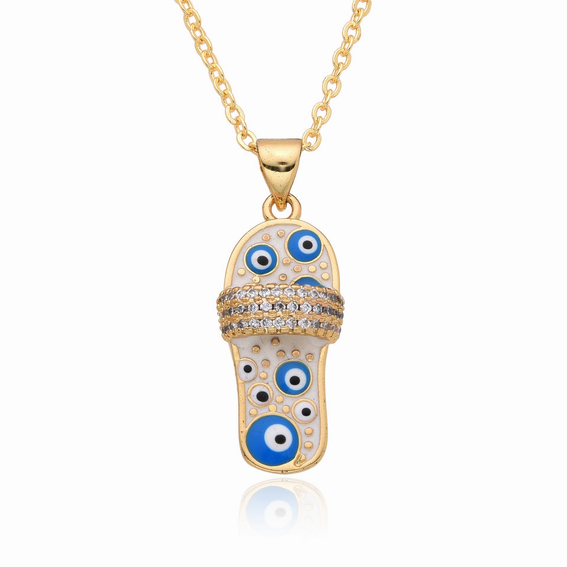Wholesale Gold Plated Slippers Zircon Necklace Sweater Chain