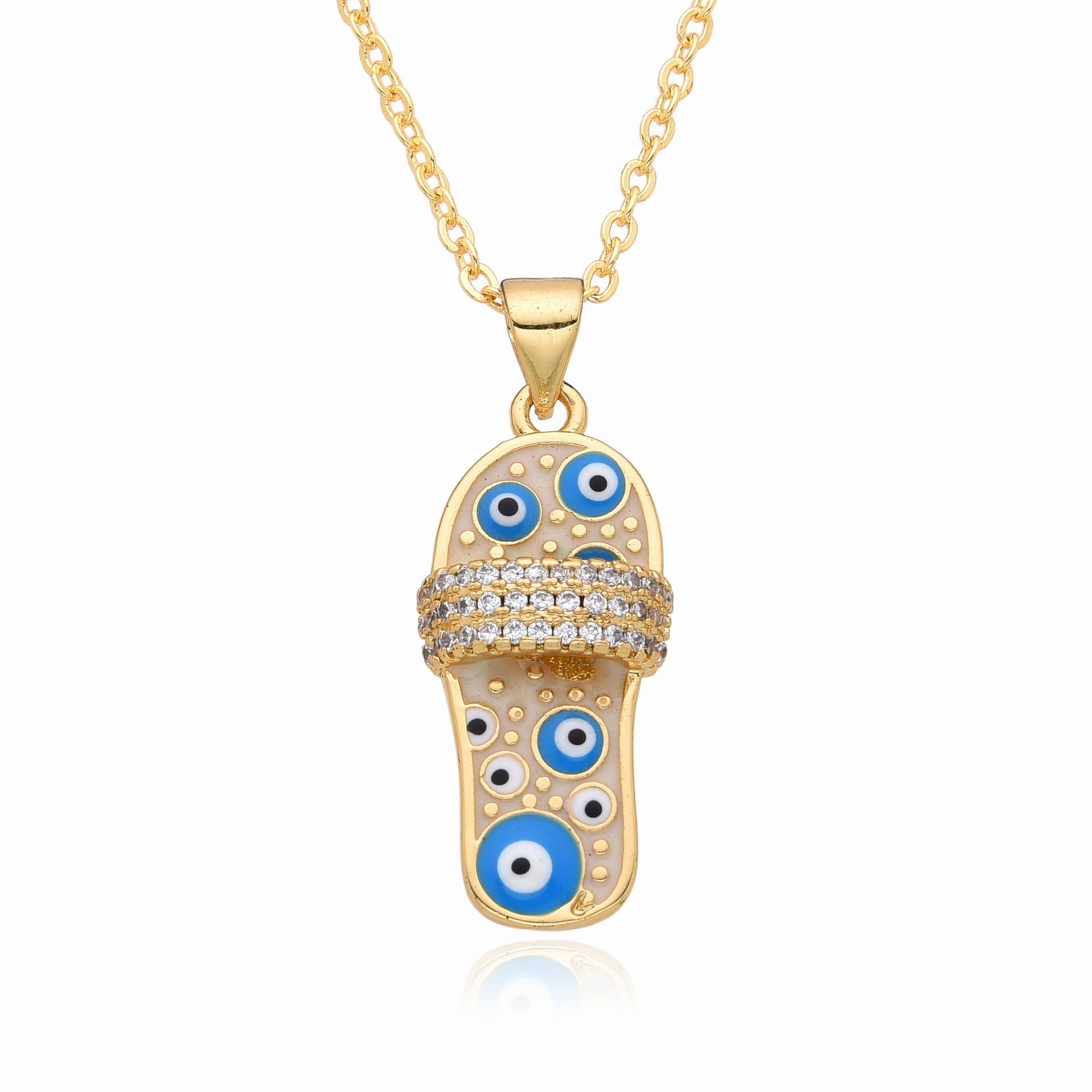 Wholesale Gold Plated Slippers Zircon Necklace Sweater Chain