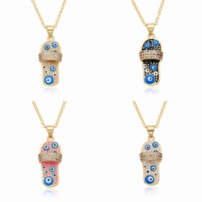 Wholesale Gold Plated Slippers Zircon Necklace Sweater Chain