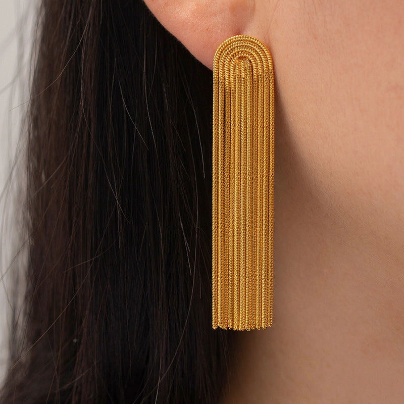 Wholesale Gold Plated Stainless Steel Tassel Earrings