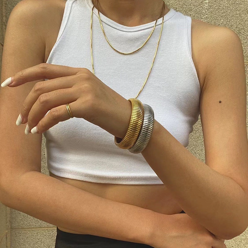 Wholesale Gold Plated Stainless Steel Vintage Snake Bone Titanium Steel Vintage Bracelet