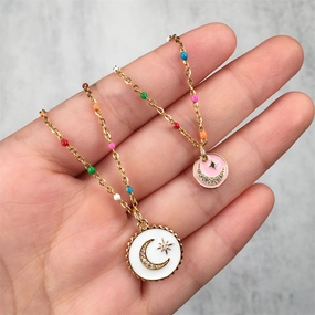 Wholesale Gold Plated Stars and Moons Necklaces