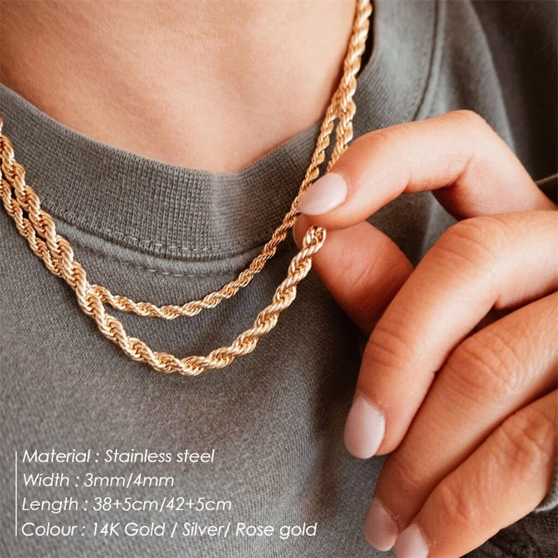 Wholesale Gold Plated Twist Chain Stainless Steel Clavicle Chain