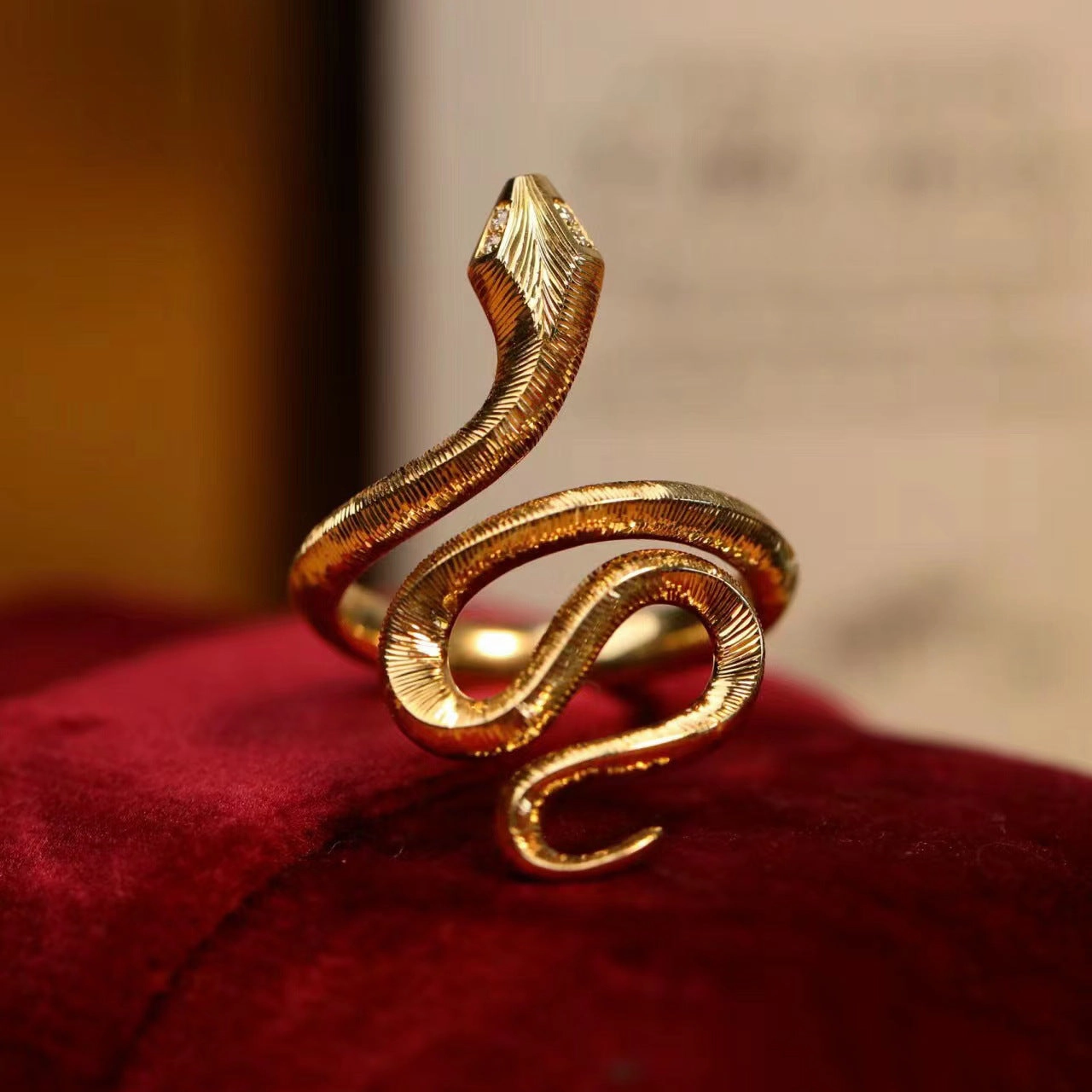 Wholesale Gold Plated Wrap Snake Vintage Open Adjustable Ring