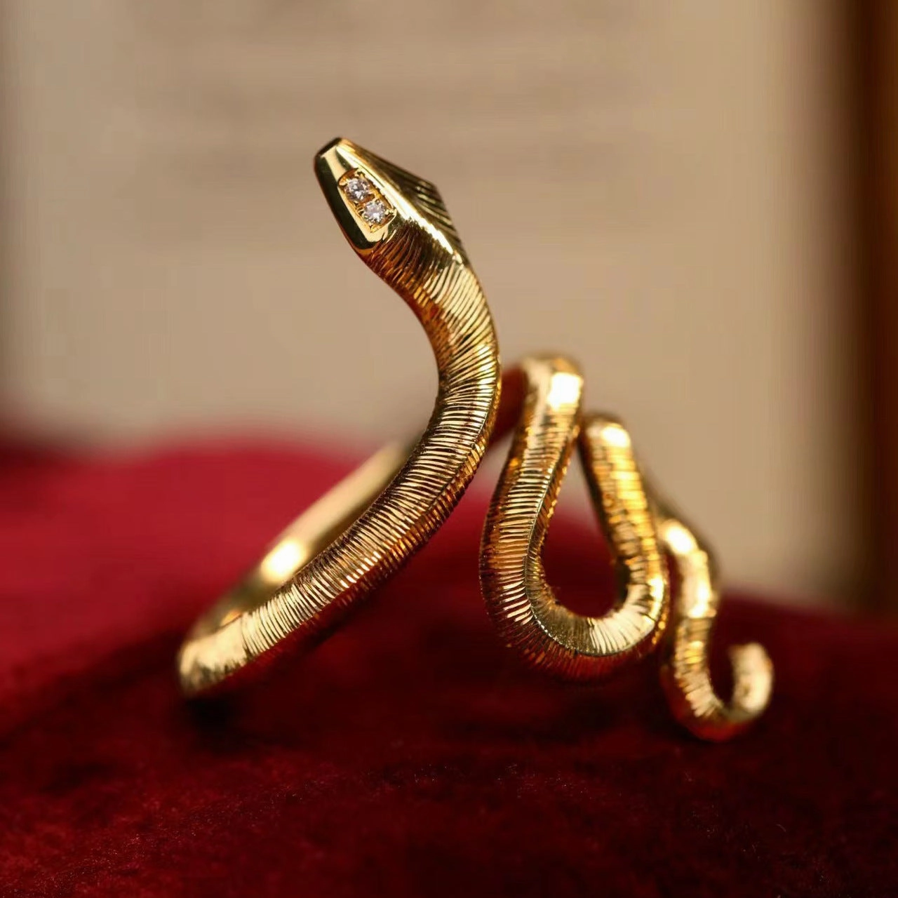 Wholesale Gold Plated Wrap Snake Vintage Open Adjustable Ring