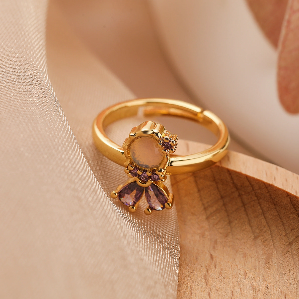 Wholesale Gold Plated Zircon Fairy Princess Ring