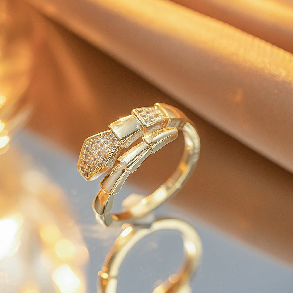 Wholesale Gold Plated Zircon Open Adjustable Ring