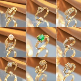 Wholesale Gold Plated Zircon Open Adjustable Ring
