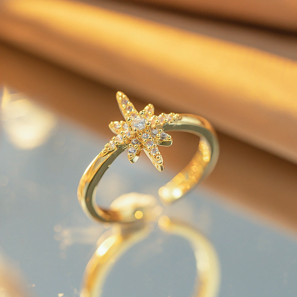 Wholesale Gold Plated Zircon Open Adjustable Ring