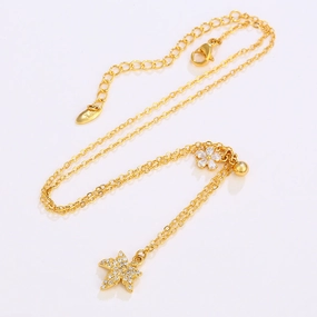 Wholesale Gold-plated Zirconium Maple Leaf Alloy Clavicle Chain