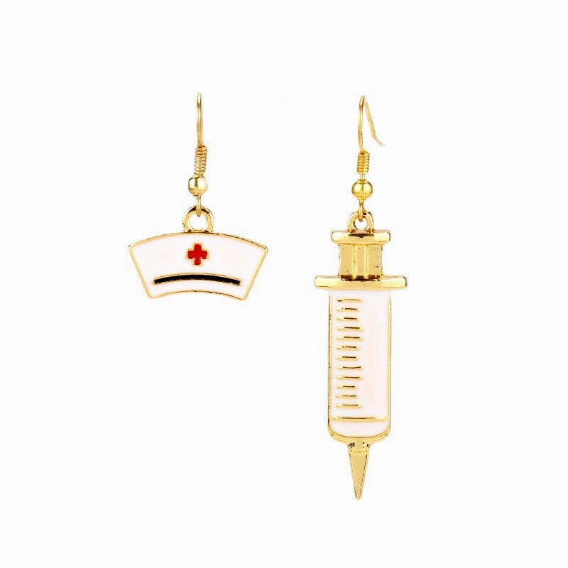 Wholesale Gold Syringe Stethoscope Pendant Hanging Earrings