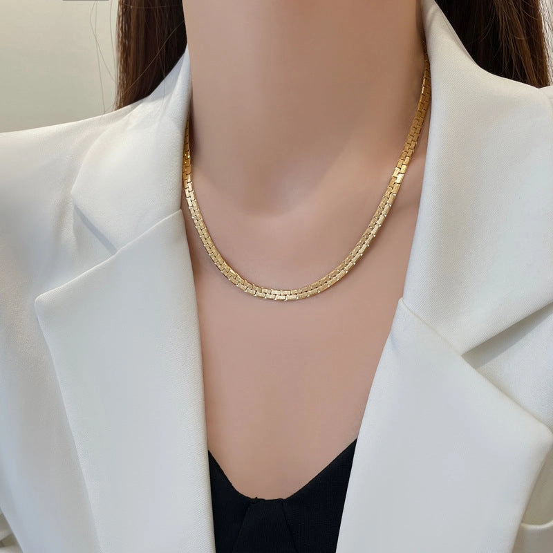 Wholesale Gold Thick Chain Double Layer Titanium Steel Necklaces
