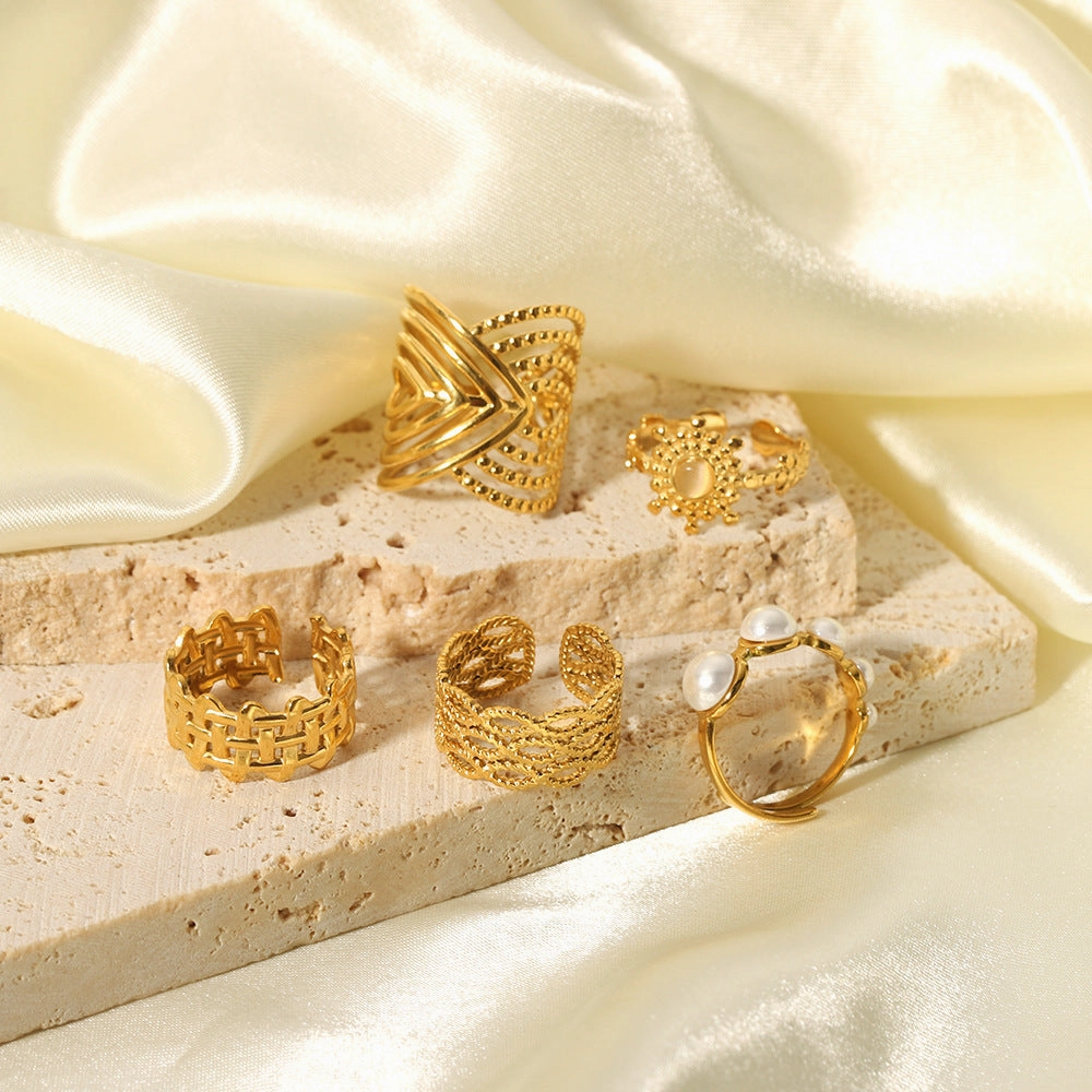 Wholesale Gold Titanium Steel Open Ring