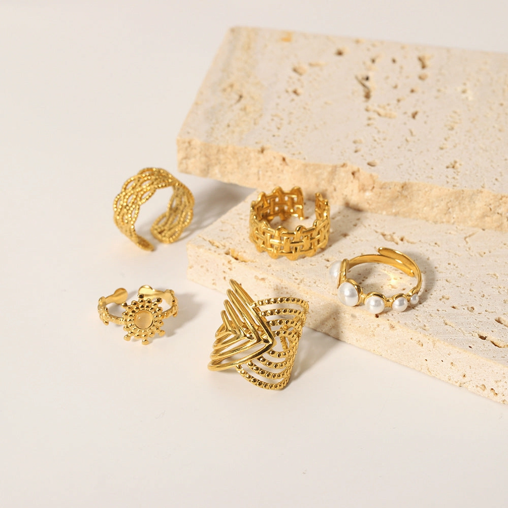 Wholesale Gold Titanium Steel Open Ring
