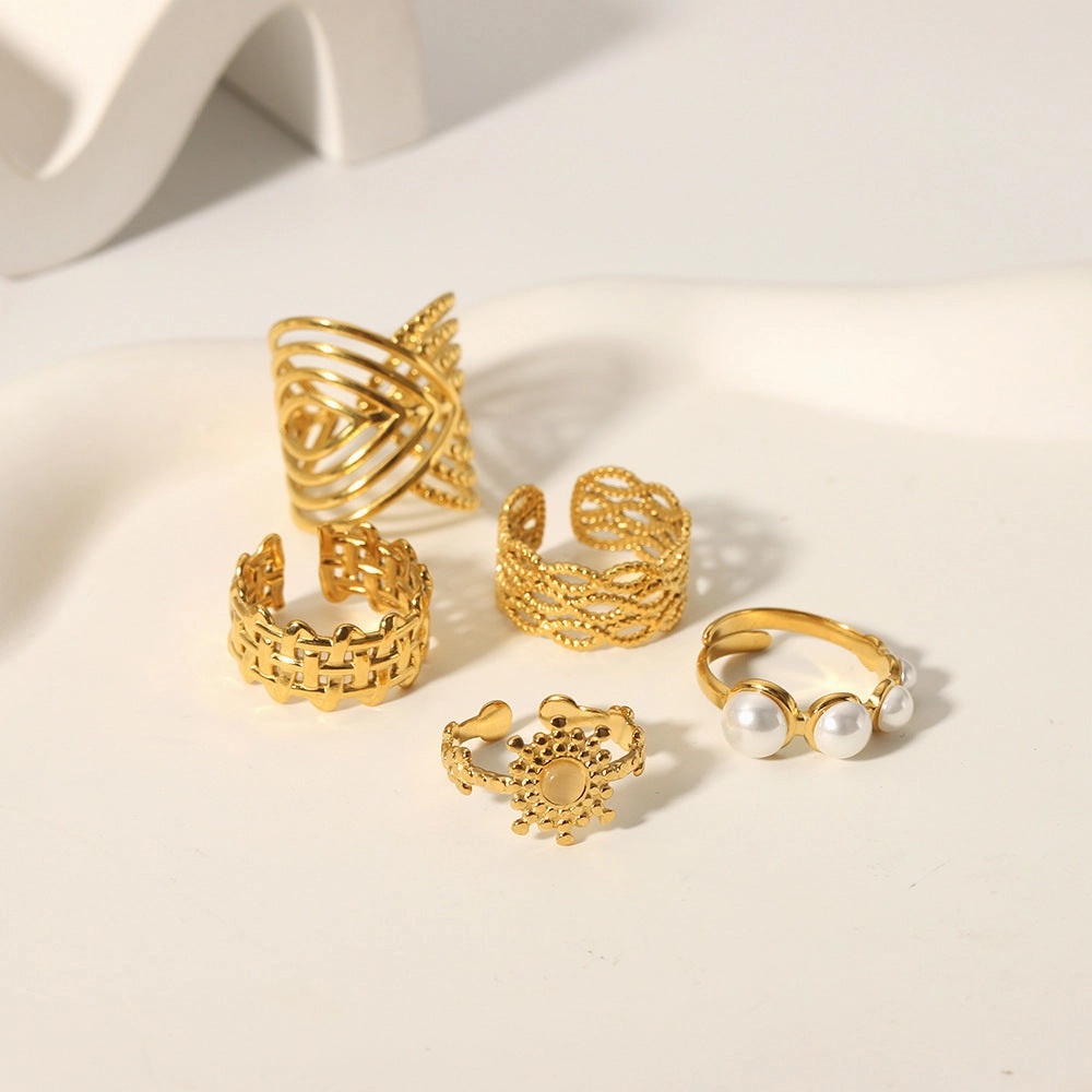 Wholesale Gold Titanium Steel Open Ring