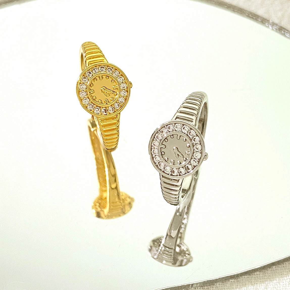 Wholesale gold watch style light luxury couple index finger ring
