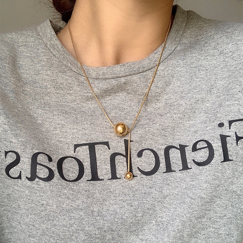 Wholesale Golden Ball New Clavicle Titanium Steel Necklace