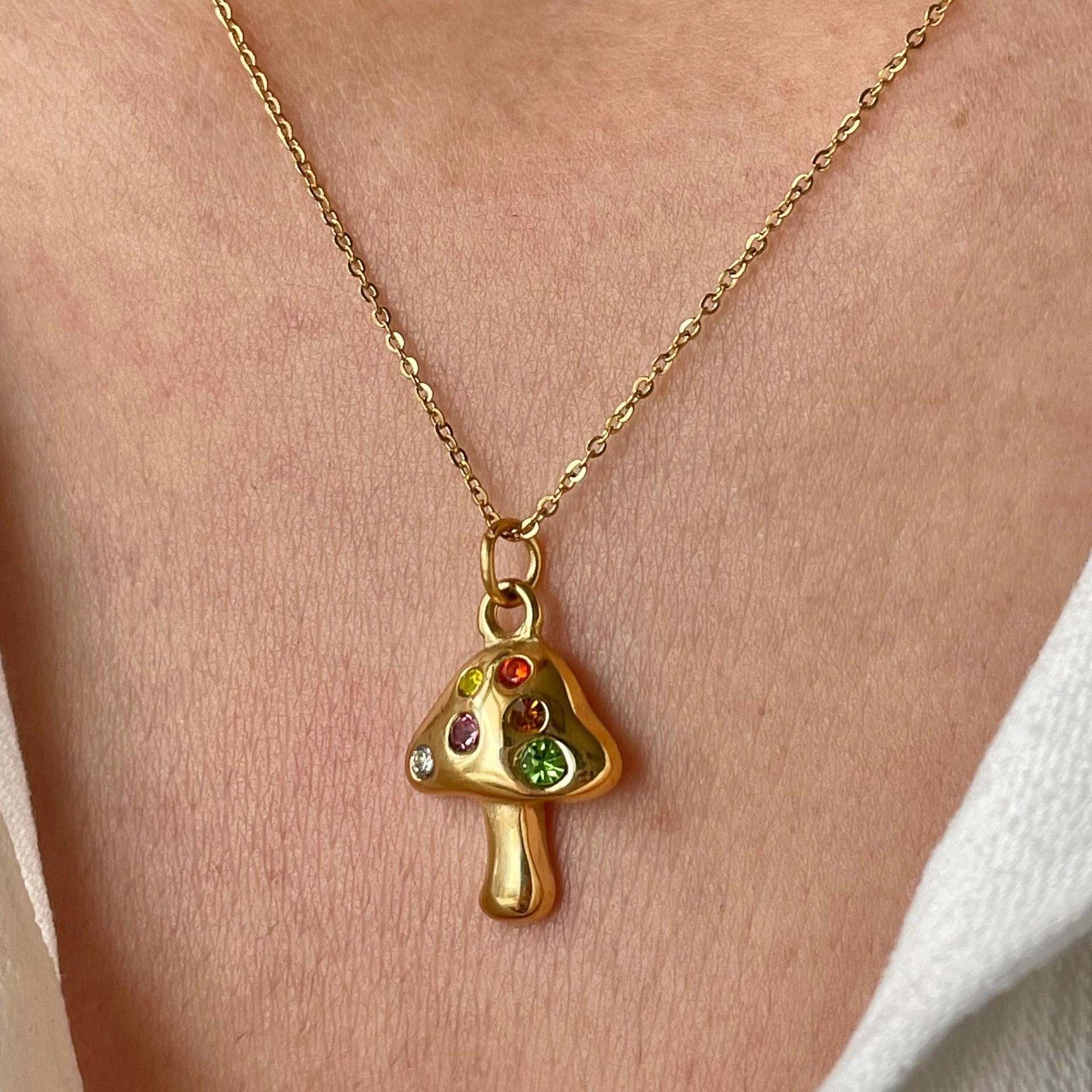 Wholesale Golden Mushroom Lucky Symbol Gold Plated Necklace