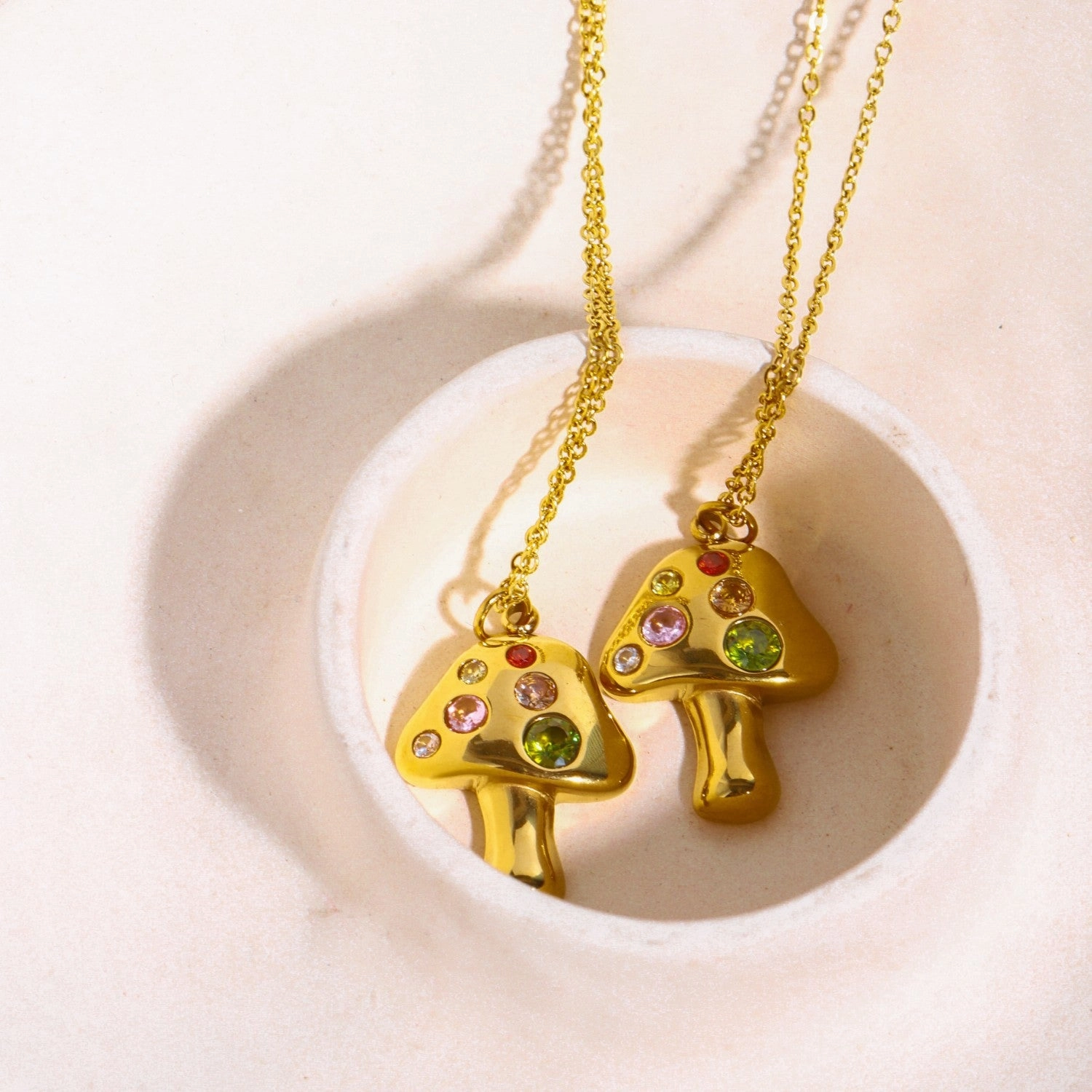 Wholesale Golden Mushroom Lucky Symbol Gold Plated Necklace