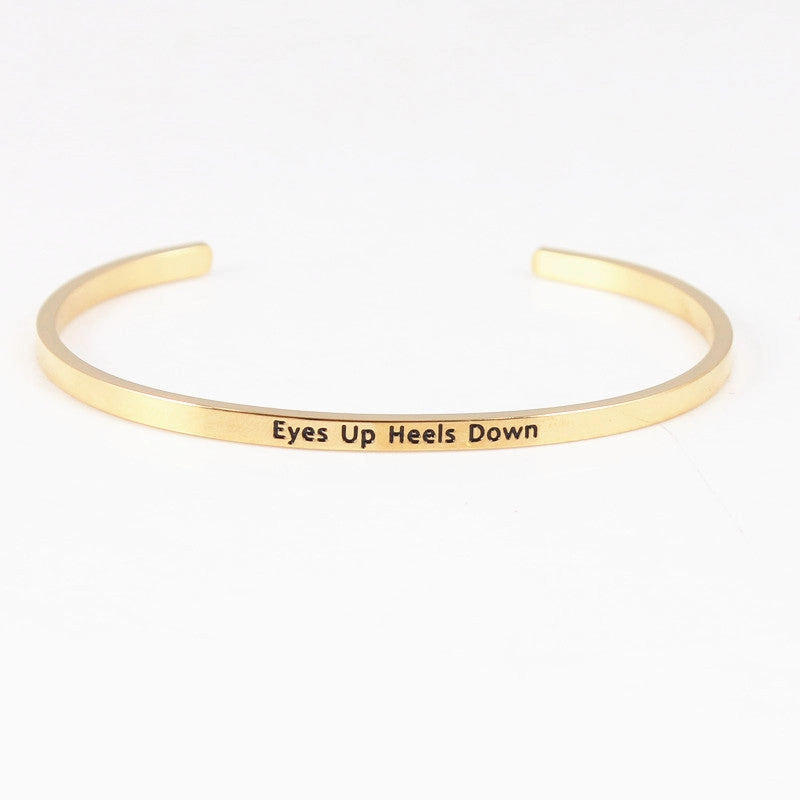 Wholesale Golden Titanium Steel Opening C-shaped Lettering Stainless Steel Couple Bracelet