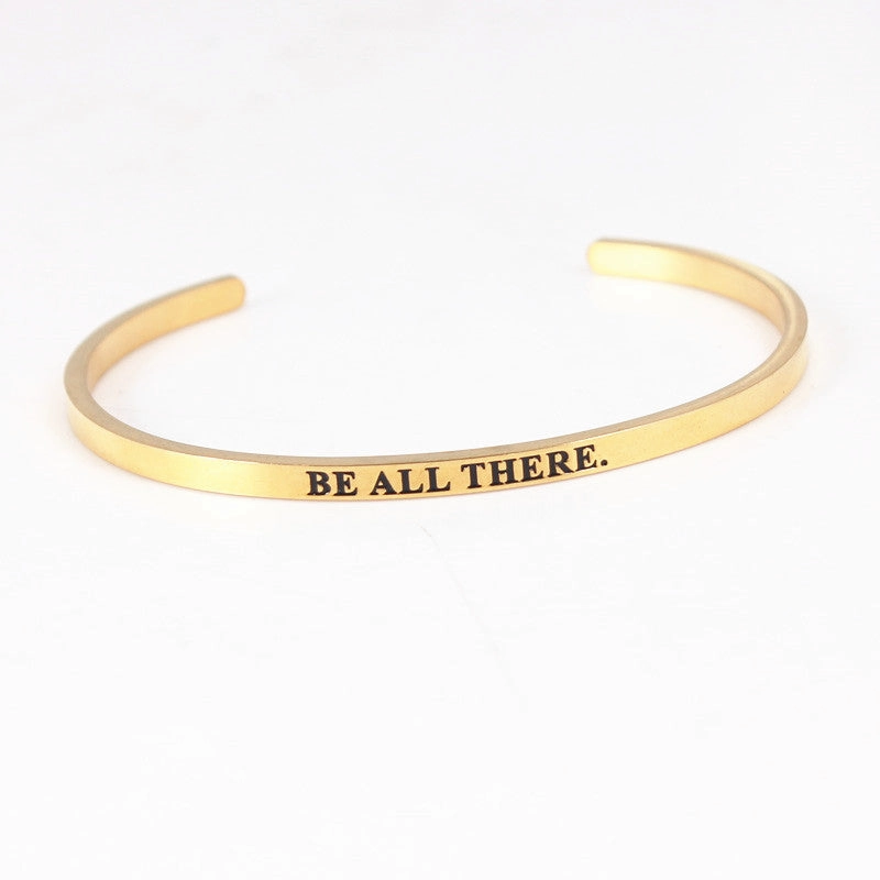 Wholesale Golden Titanium Steel Opening C-shaped Lettering Stainless Steel Couple Bracelet