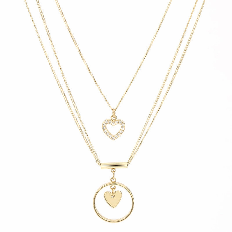 Wholesale Golden Water Wave Chain Geometric Moon Multi-layer Stacking Necklace