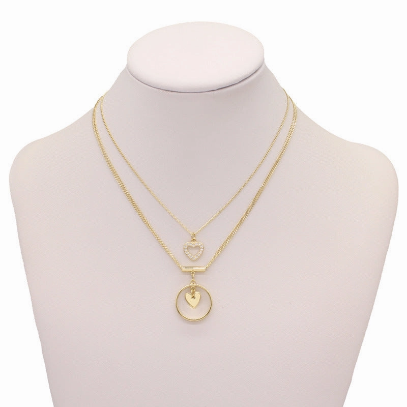 Wholesale Golden Water Wave Chain Geometric Moon Multi-layer Stacking Necklace