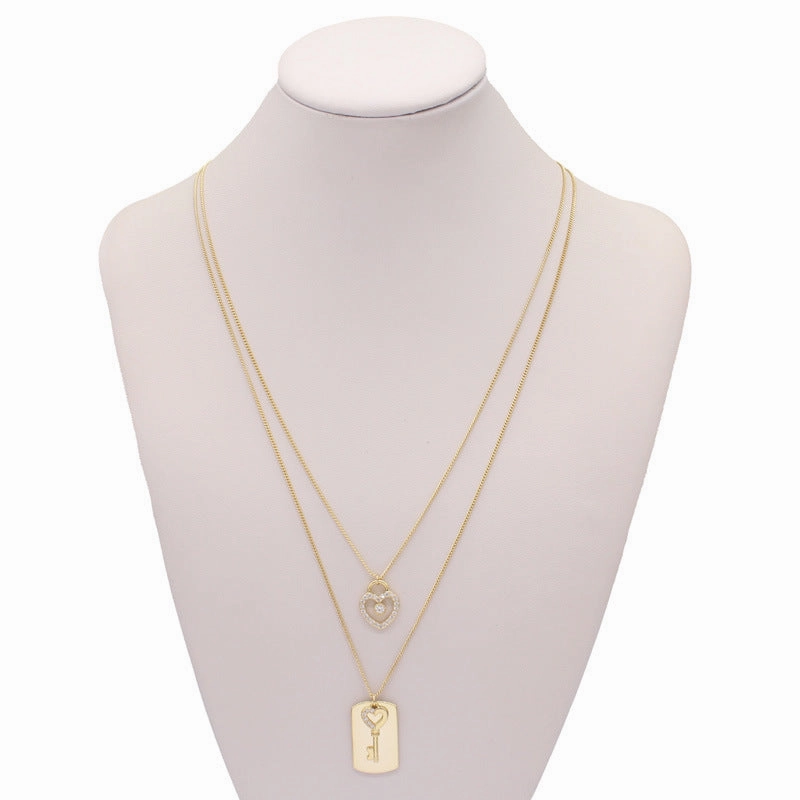 Wholesale Golden Water Wave Chain Geometric Moon Multi-layer Stacking Necklace