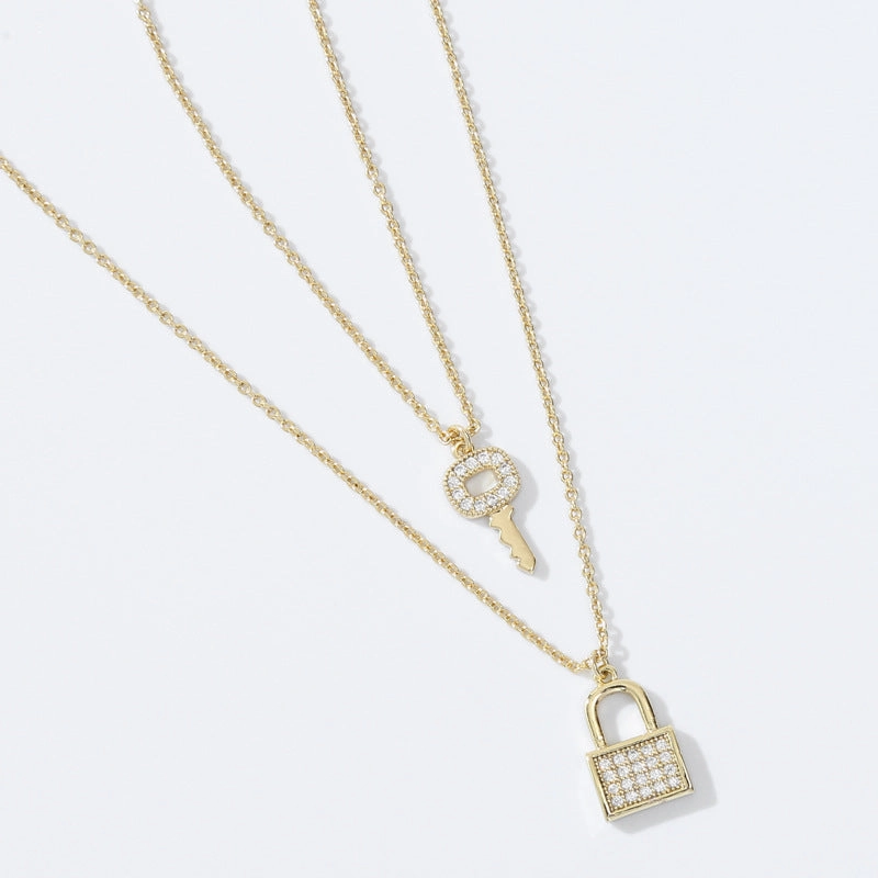 Wholesale Golden Water Wave Chain Geometric Moon Multi-layer Stacking Necklace