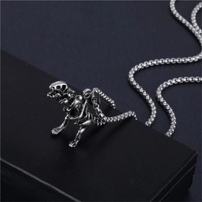Wholesale Goth Theme Creative Dinosaur Skeleton Retro Necklace
