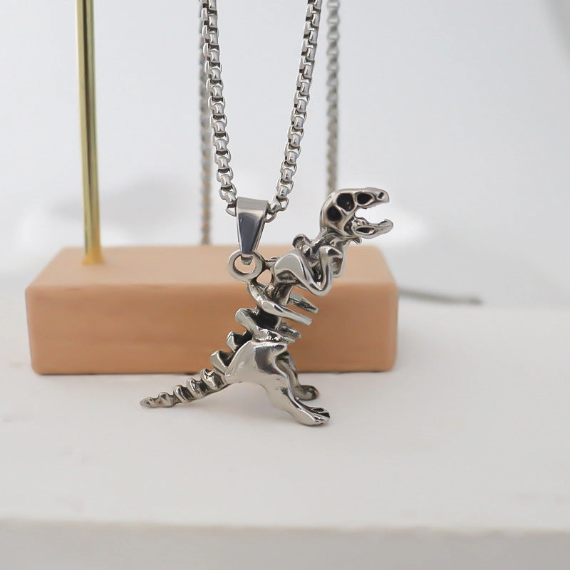 Wholesale Goth Theme Creative Dinosaur Skeleton Retro Necklace