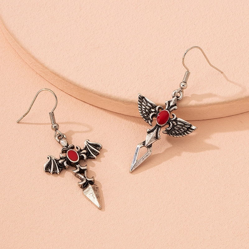 Wholesale Goth Theme Cross Alloy Earrings