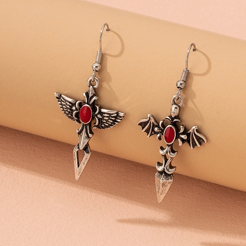Wholesale Goth Theme Cross Alloy Earrings