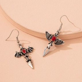 Wholesale Goth Theme Cross Alloy Earrings