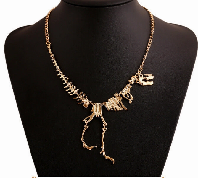Wholesale Goth Theme Exaggerated Retro Dinosaur Skeleton Alloy Necklace