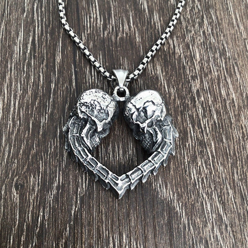 Wholesale Goth Theme Necklaces Titanium Steel Punk Skull Heart Pendant OLY-NE-MLei002