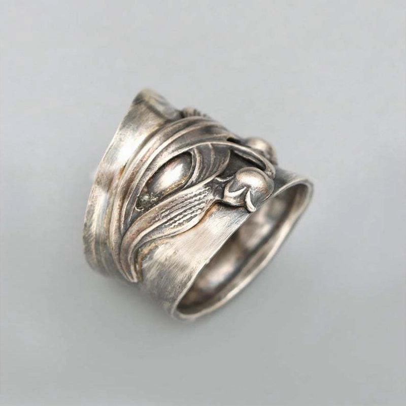 Wholesale Goth Theme Ring Alloy Lily Flower Wrap Vintage OLY-RS-HC003