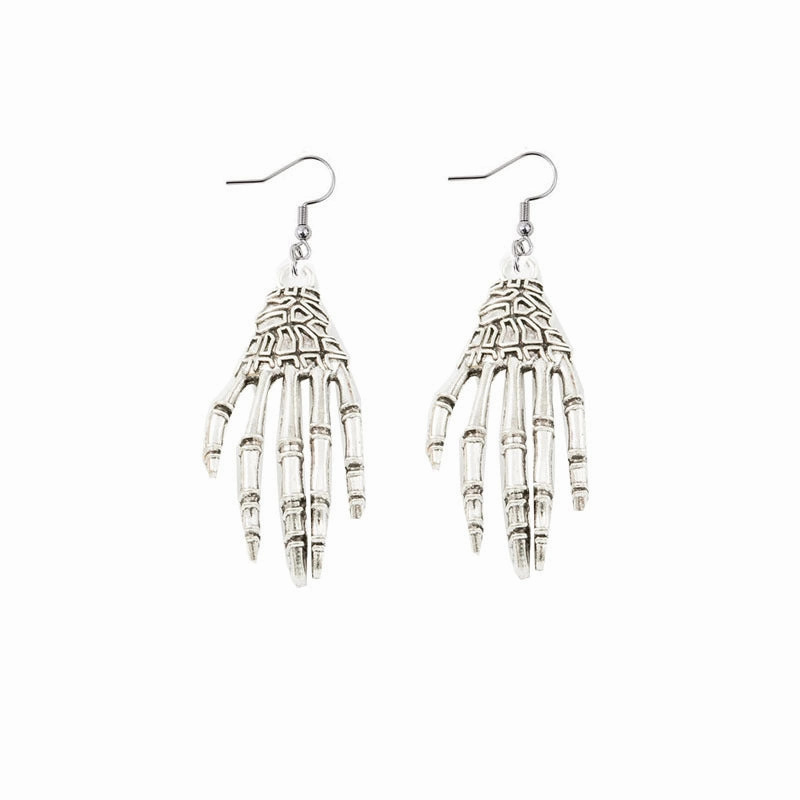 Wholesale Goth Theme Skull Palm Alloy Earrings